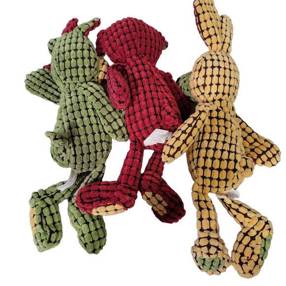 dog toy set of 3 squeak toys rabbit, giraffe pig yellow red green - Picture 3 of 3